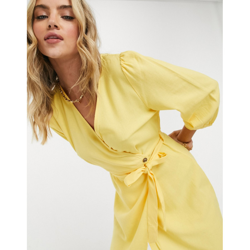 Vero Moda wrap dress in yellow