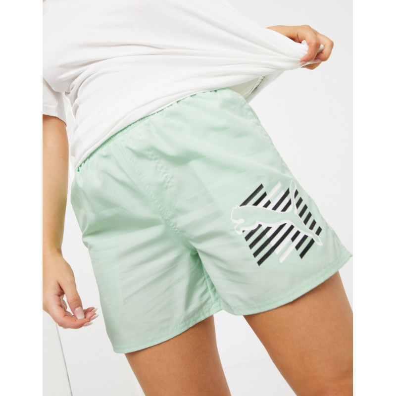 Puma logo shorts in mint green