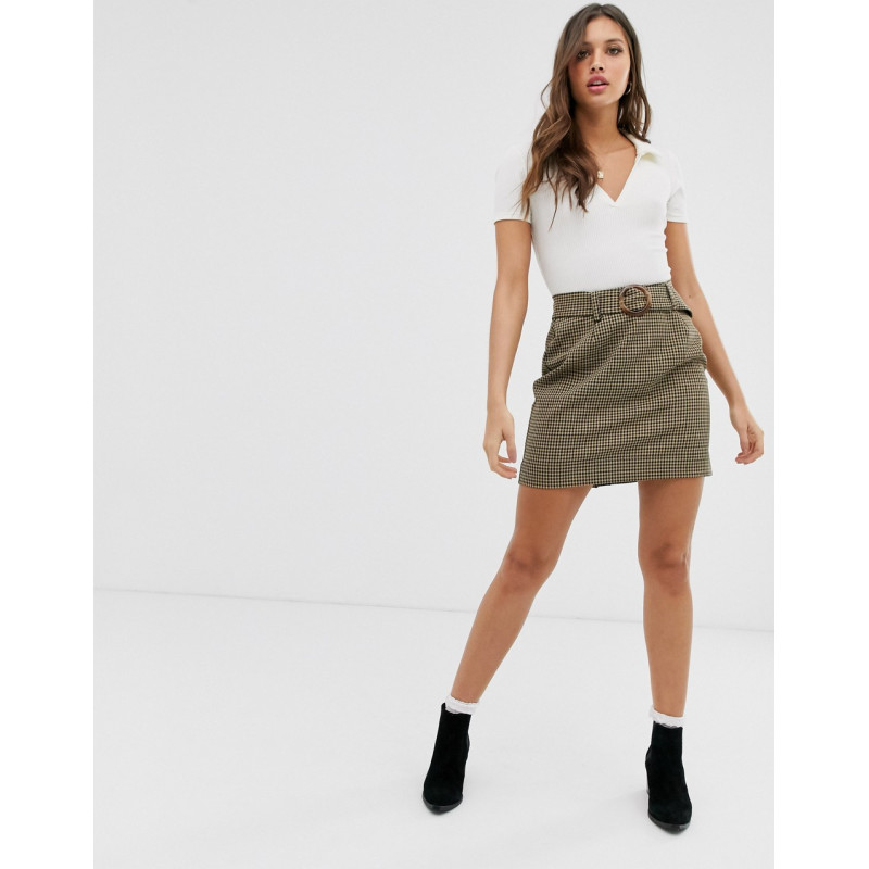 Pieces belted mini skirt in...