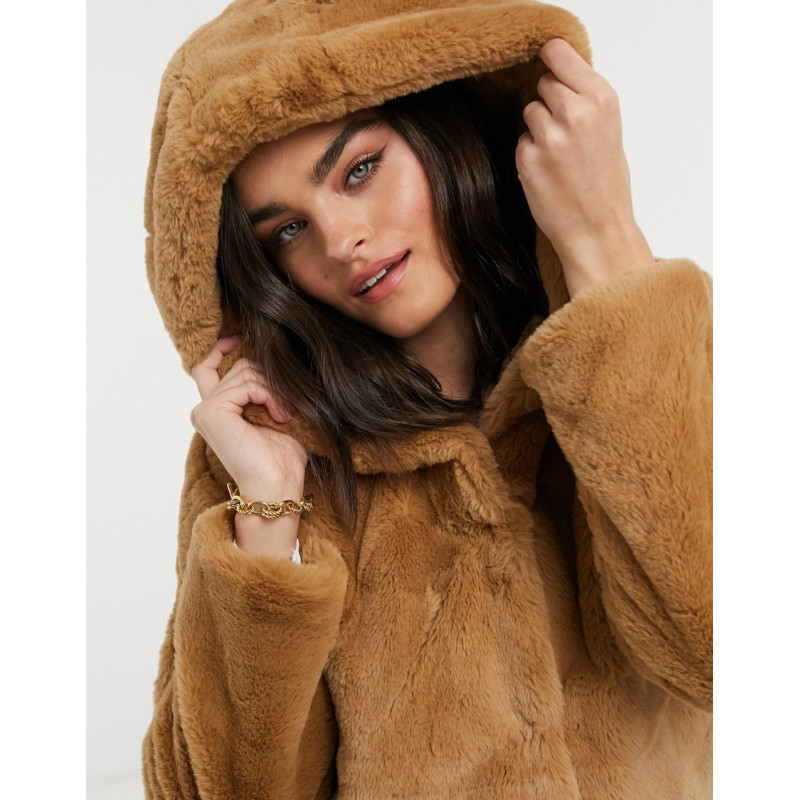 AX Paris hooded fur coat in...
