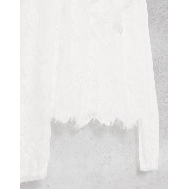 Lipsy ruffle lace top in white