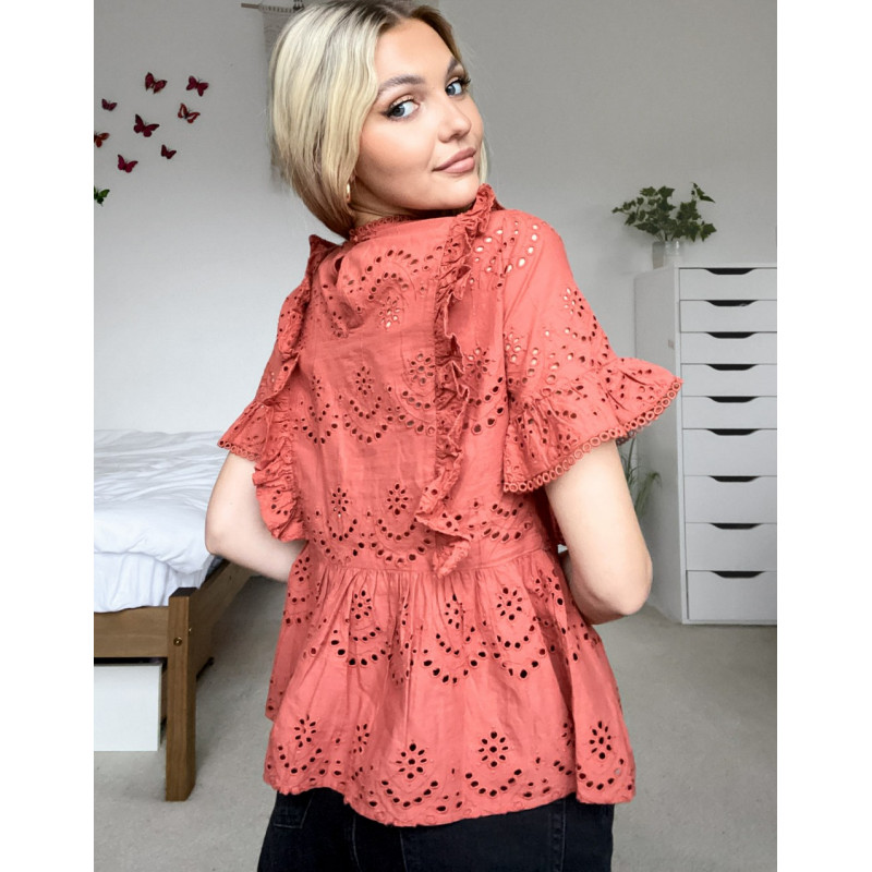 Oasis broiderie frill top...