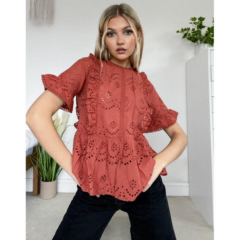 Oasis broiderie frill top...