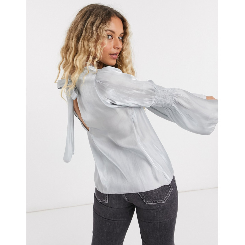 Topshop satin ruched sleeve...