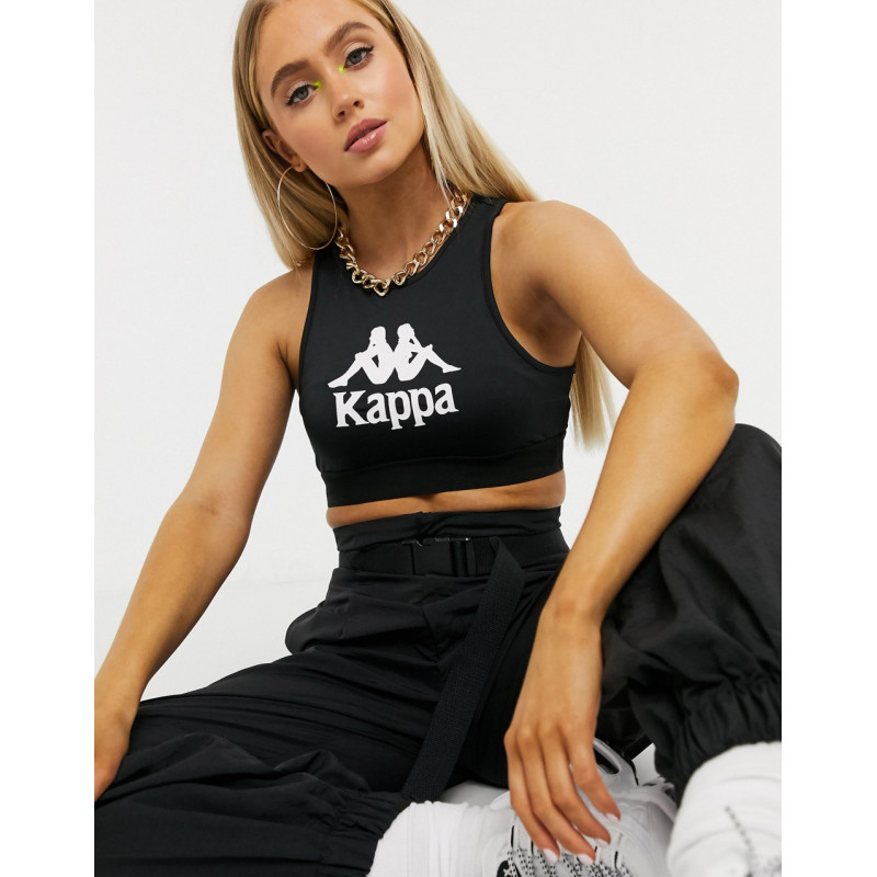 Kappa logo crop top in black