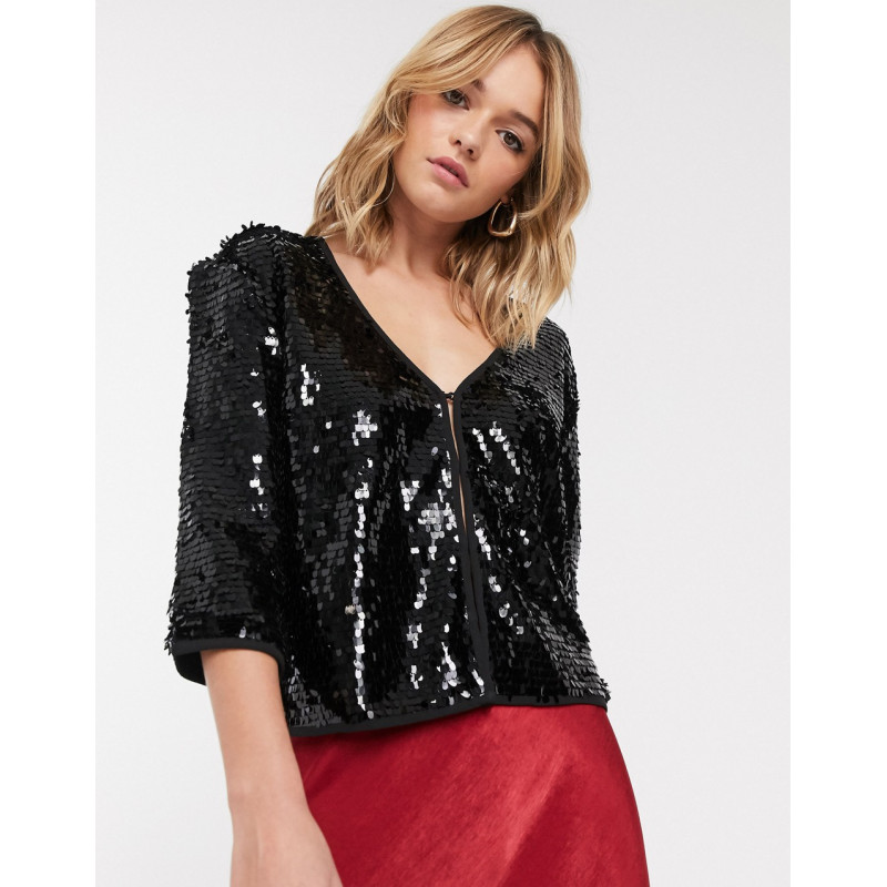 Whistles cropped sequin jacket