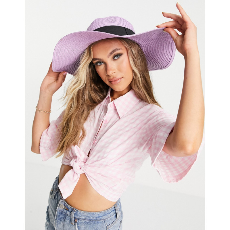 SVNX large straw hat in lilac