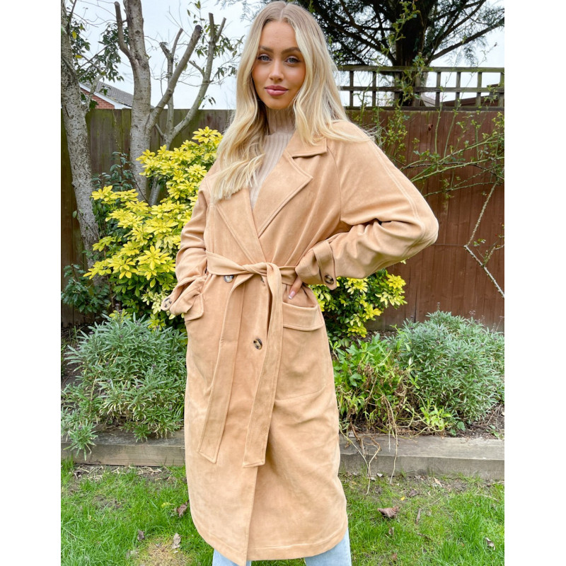 NA-KD faux suede trench...