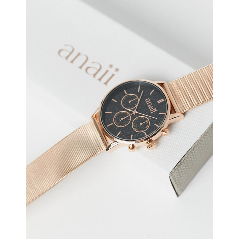 Anaii multidial watch in mesh