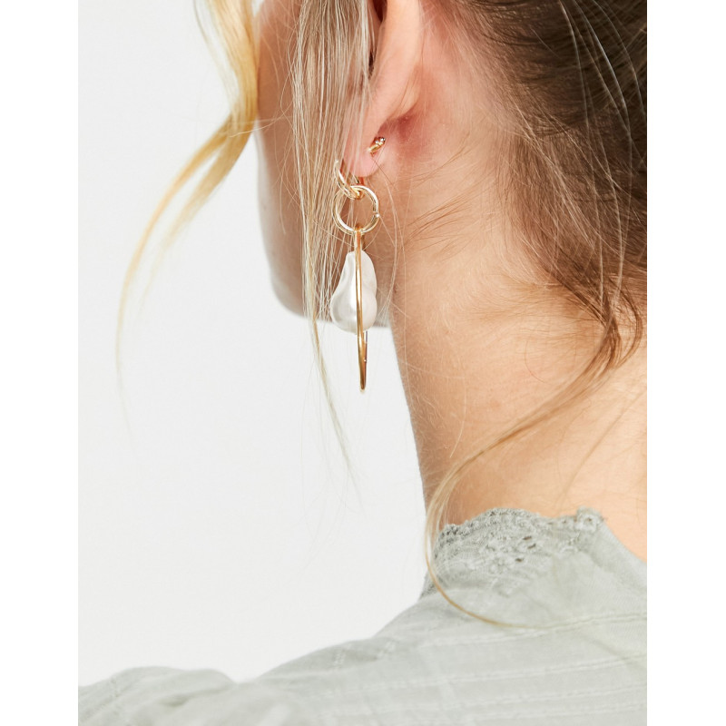 SVNX hoop and pearl earrings