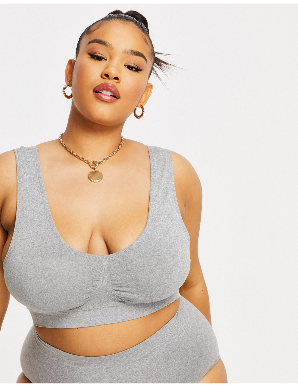 Yours seamless bra in grey