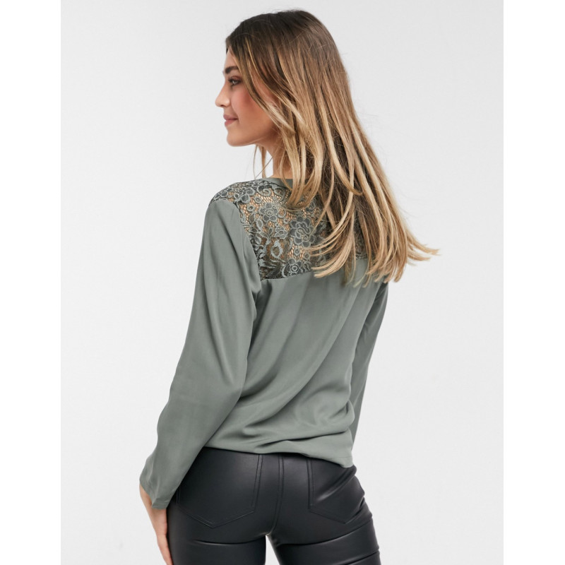 JDY woven lace blouse in grey