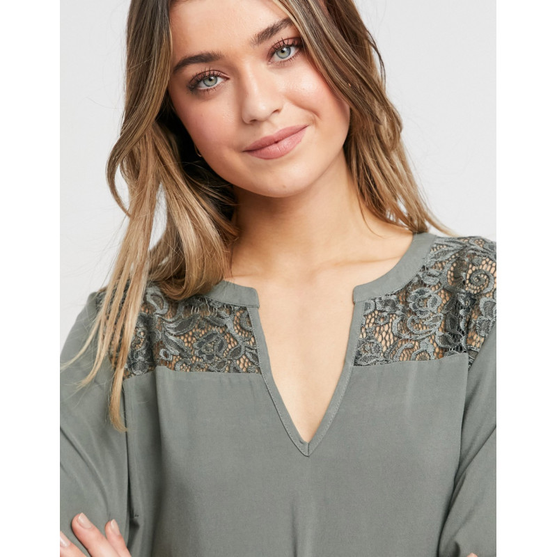 JDY woven lace blouse in grey