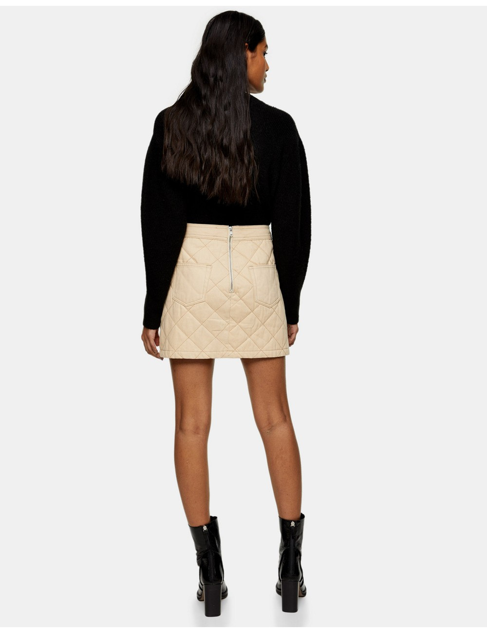 Topshop Quilted skirt in Ecru