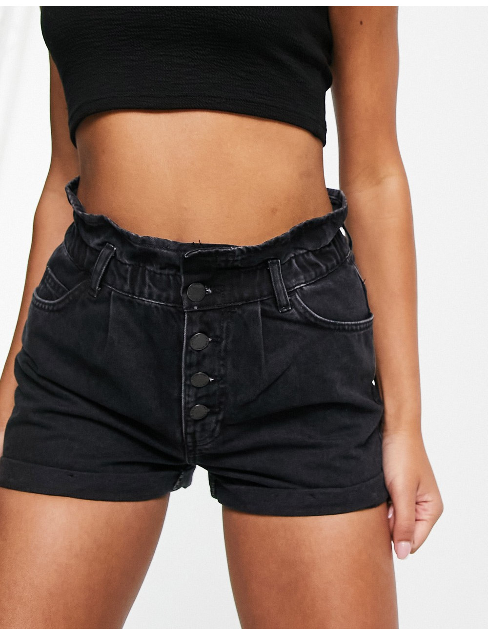 Only denim shorts with...