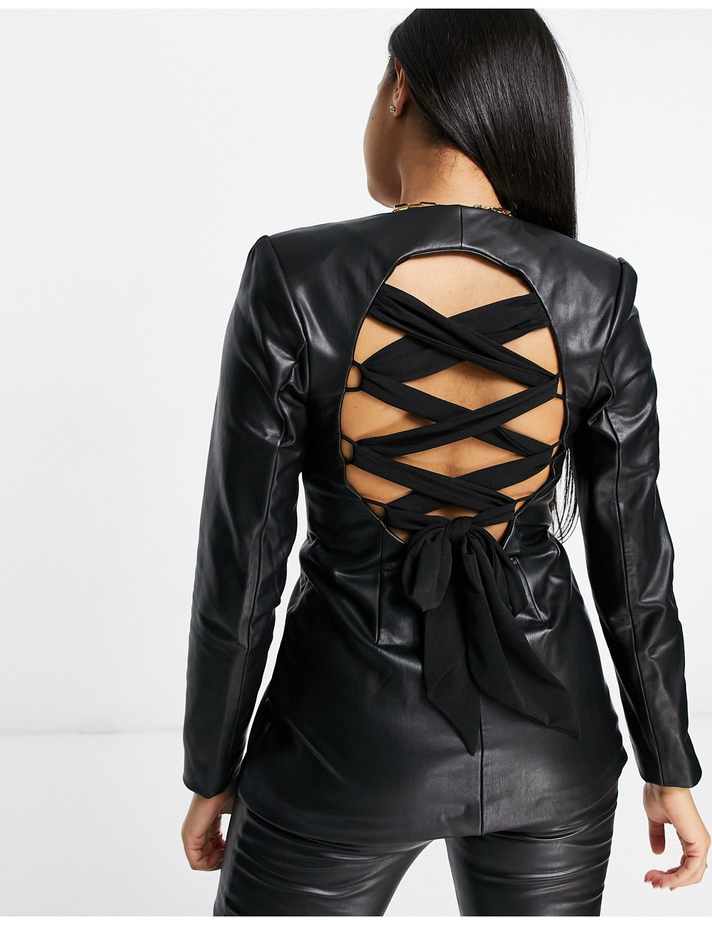 ASOS LUXE leather look lace...