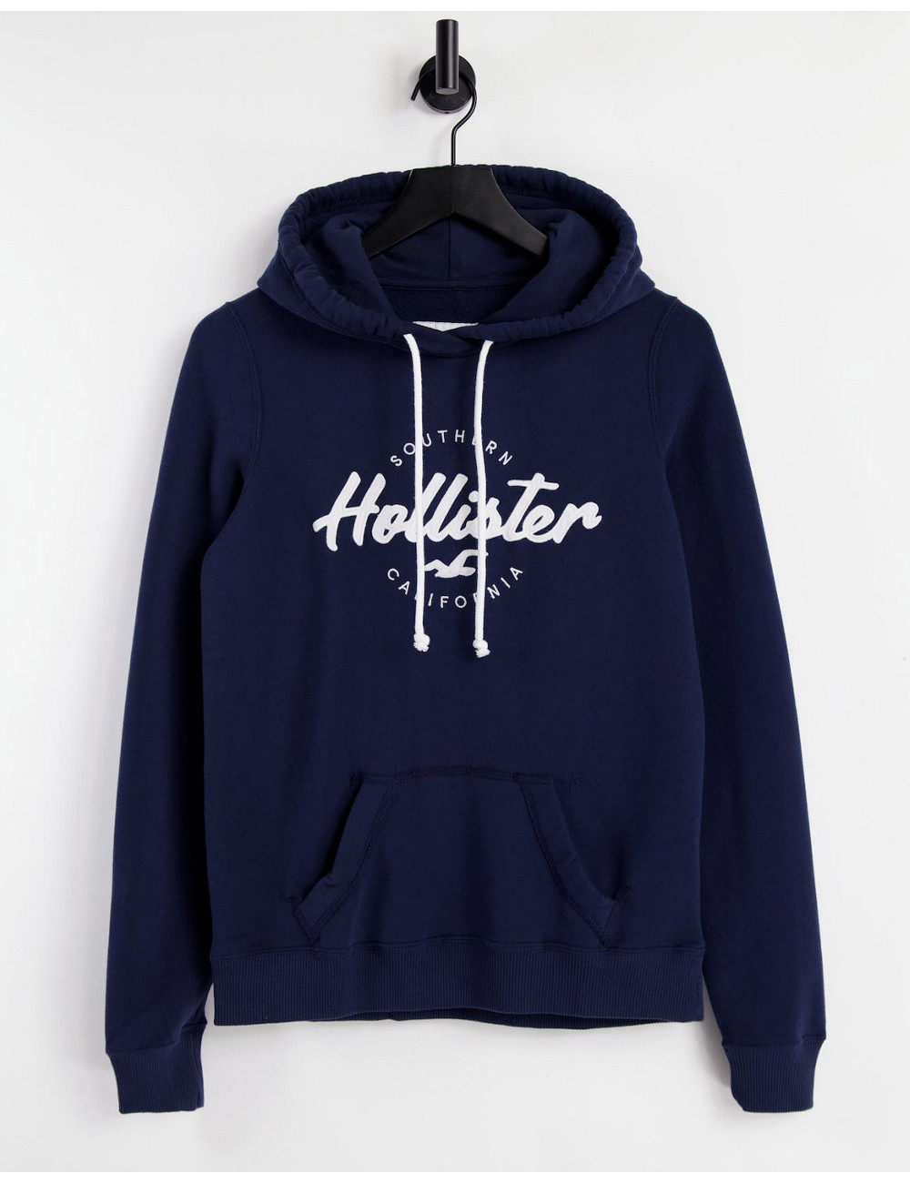 Hollister logo hoodie in navy