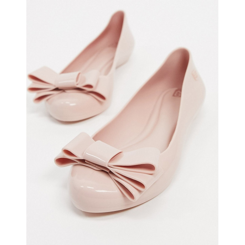 Zaxy bow flat shoes in blush