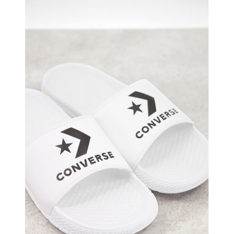Converse sliders in white