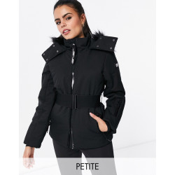 ASOS 4505 Petite ski belted jacket with faux fur hood