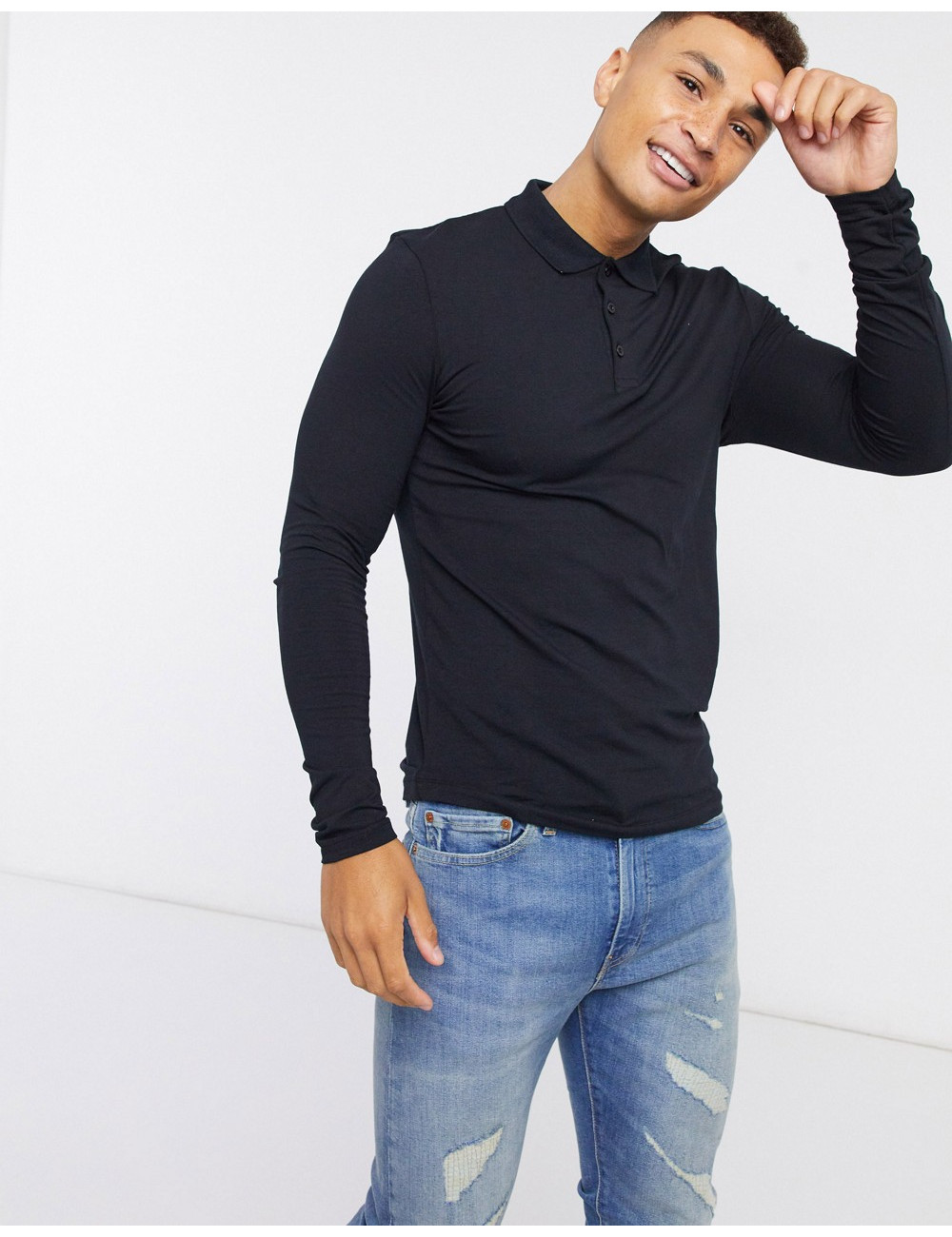 ASOS DESIGN muscle polo in...