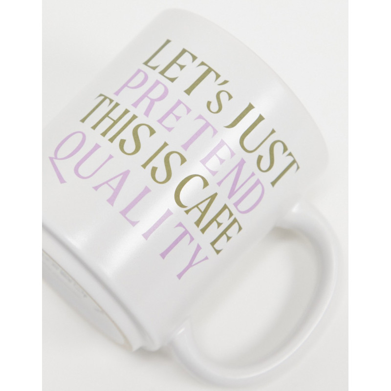 Typo mug with slogan 'let's...