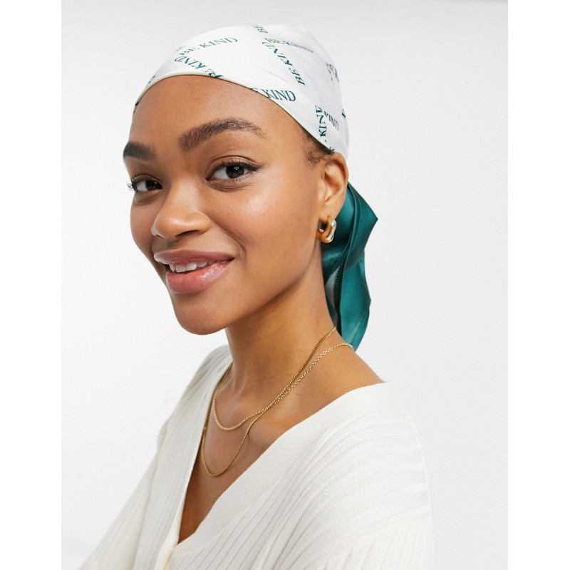 ASOS DESIGN polysatin medium headscarf in monogram print - BROWN