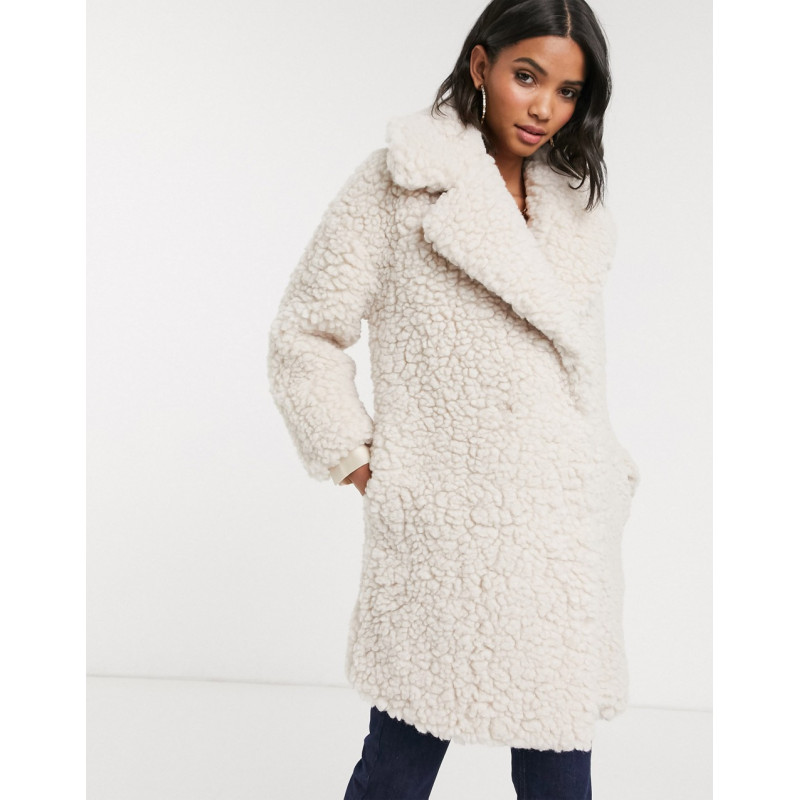 Topshop borg coat in cream