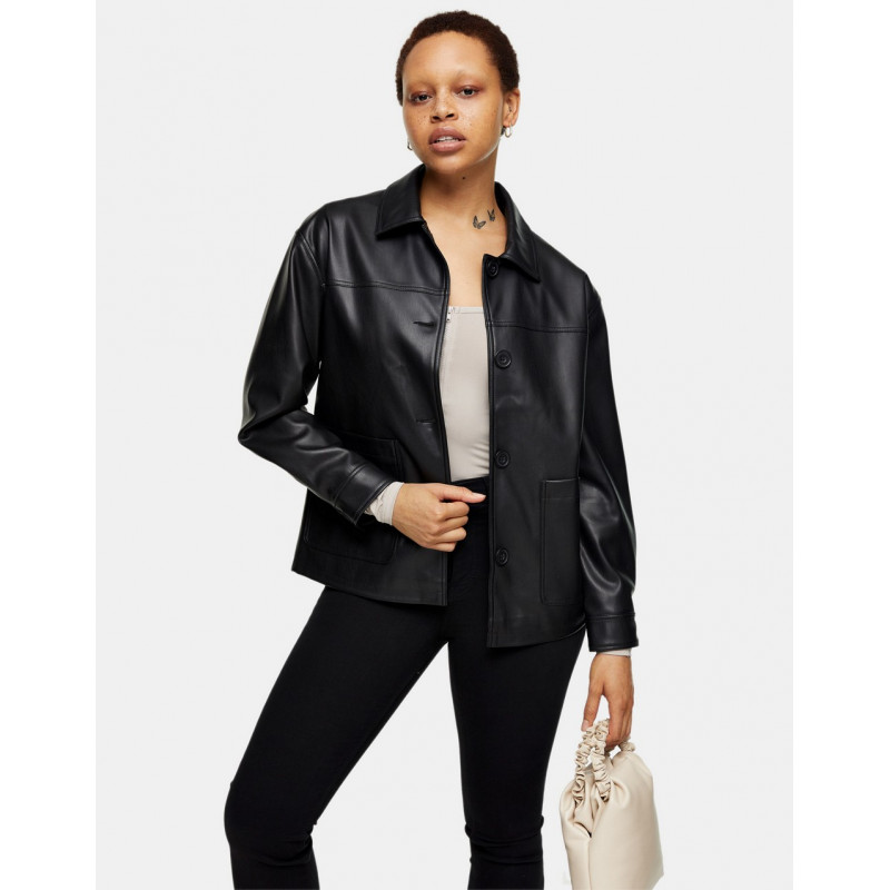 Topshop faux leather boxy...