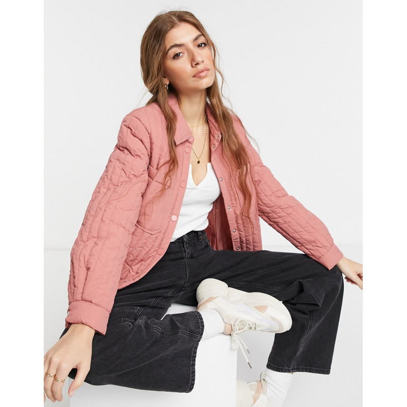 Pieces quilted jacket in rose