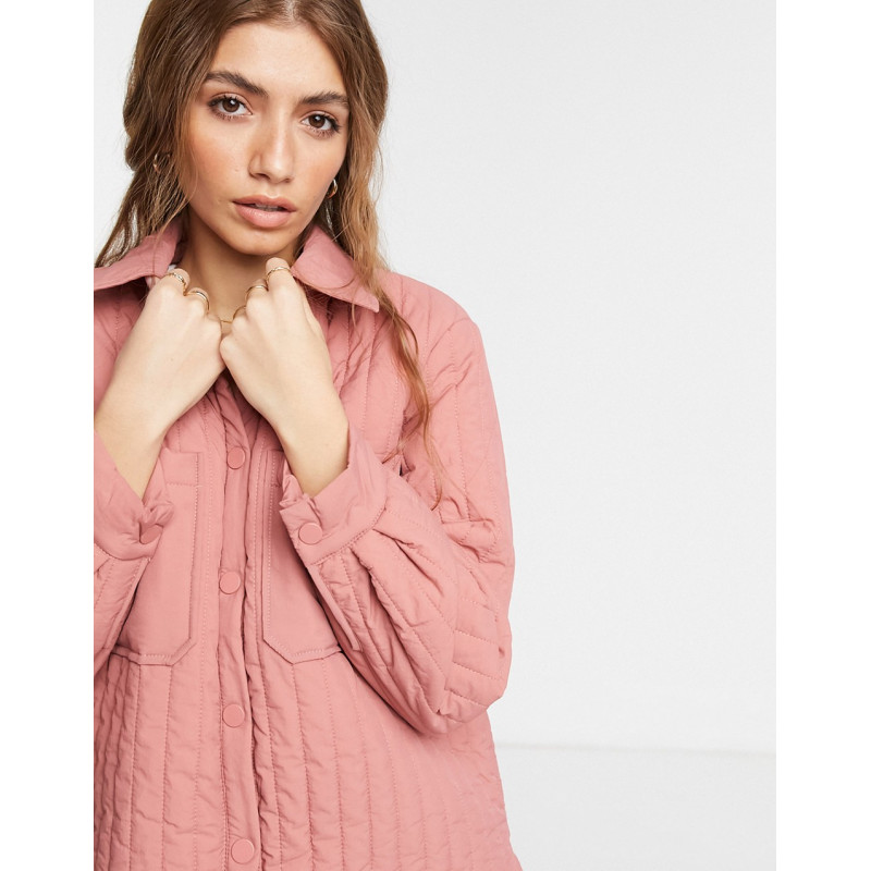 Pieces quilted jacket in rose