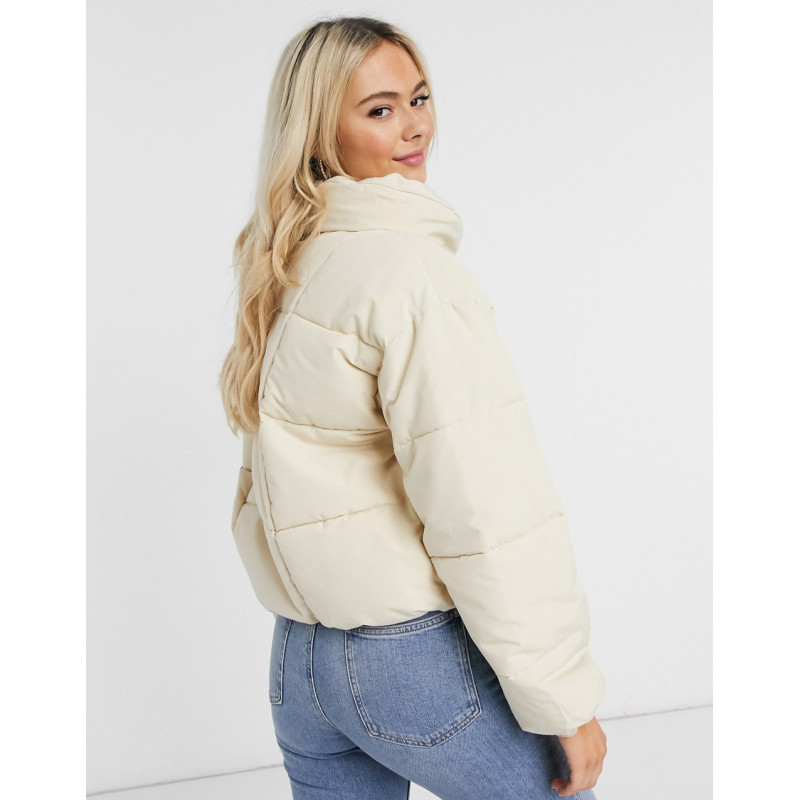 Pieces padded jacket in cream