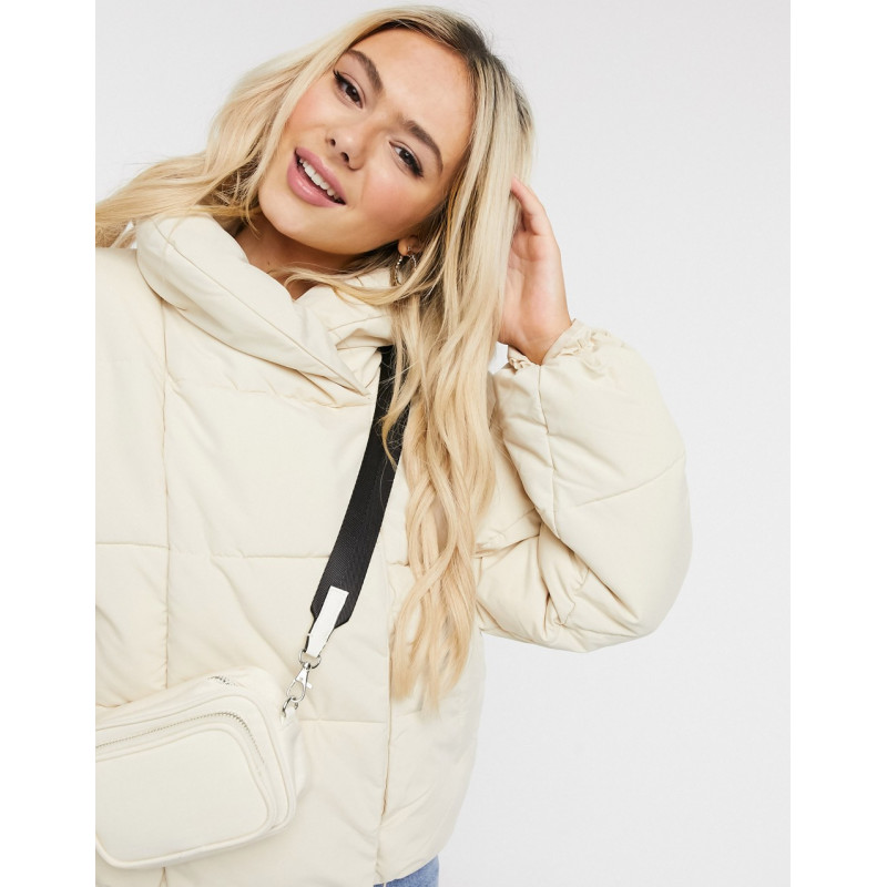 Pieces padded jacket in cream