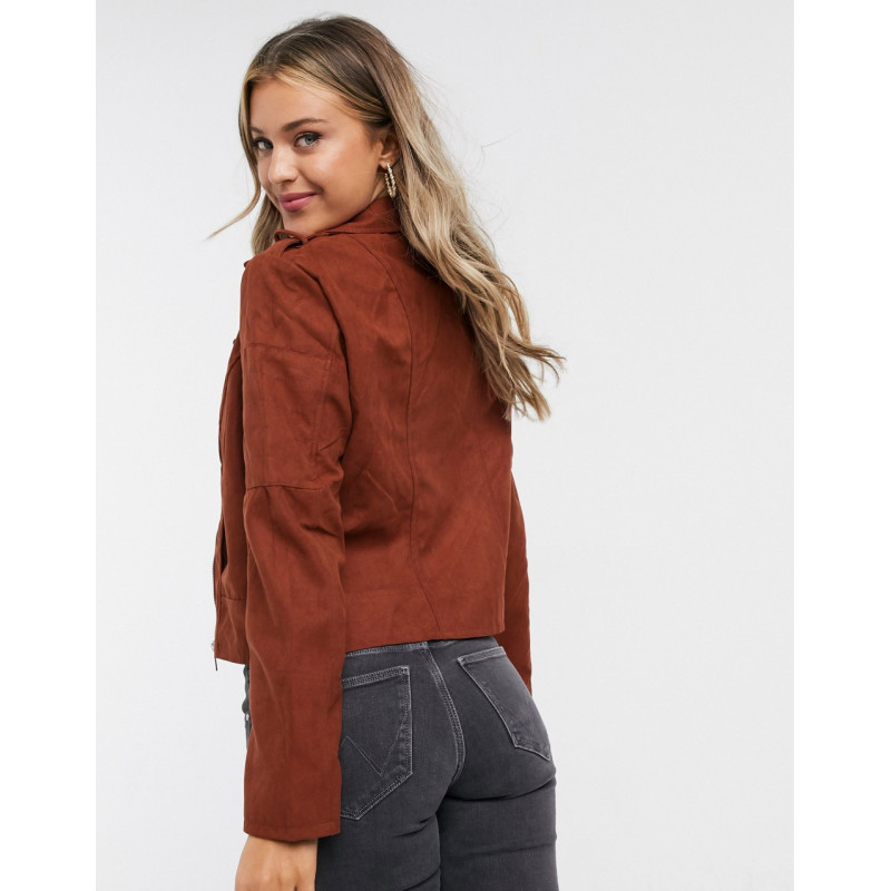 JDY faux suede jacket in red