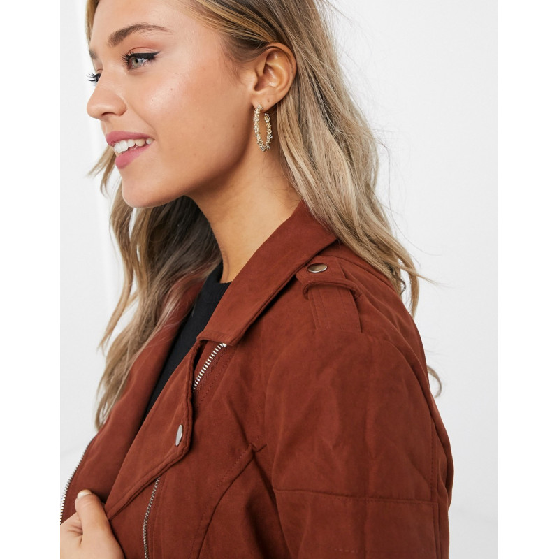 JDY faux suede jacket in red