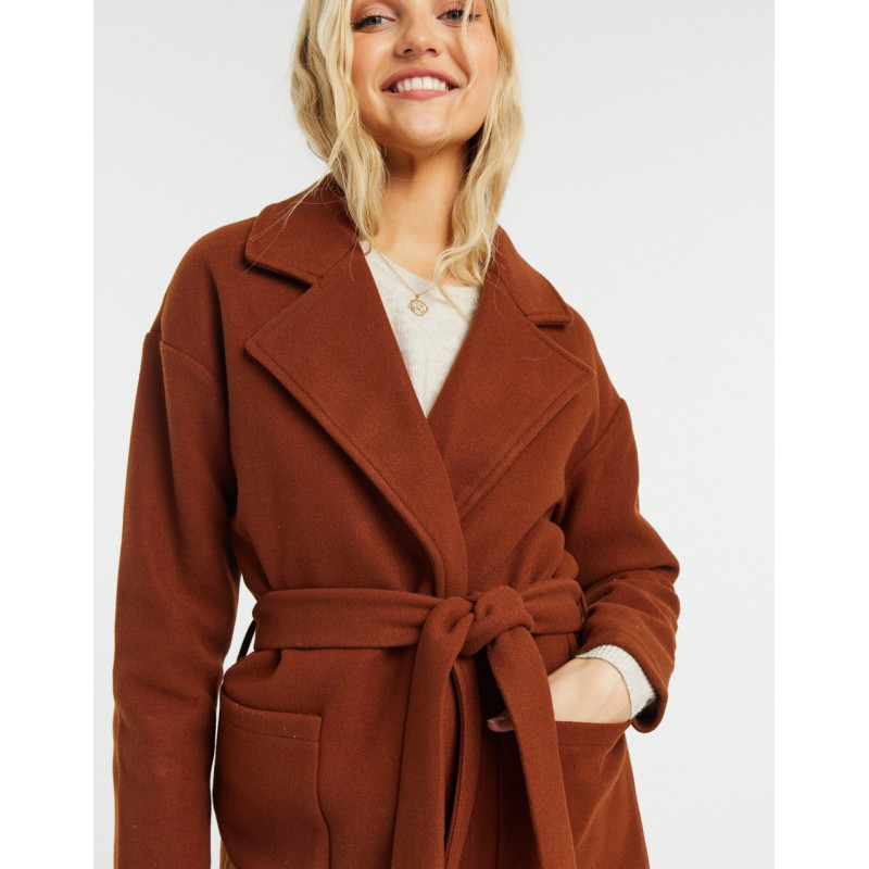 Pimkie belted coat in brown