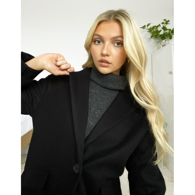 Bershka tailored coat in black