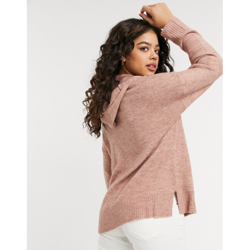 JDY knitted hoody in pink
