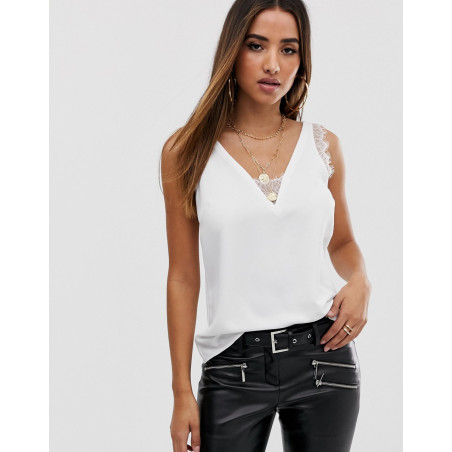 ASOS DESIGN deep plunge lace insert camisole vest