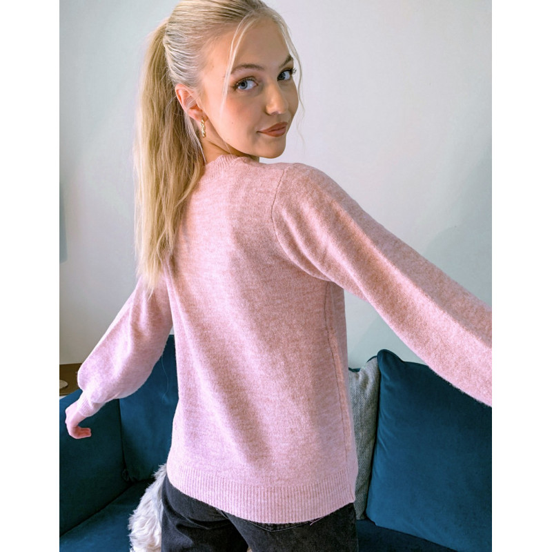 Pieces knitted jumper in pink