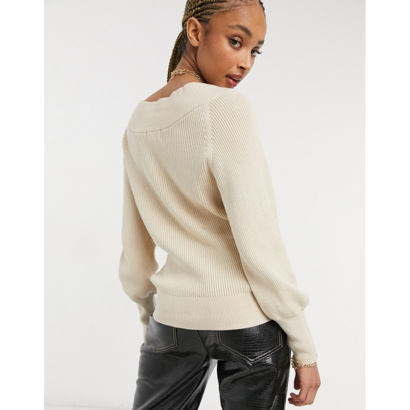 Object ribbed jumper with v...