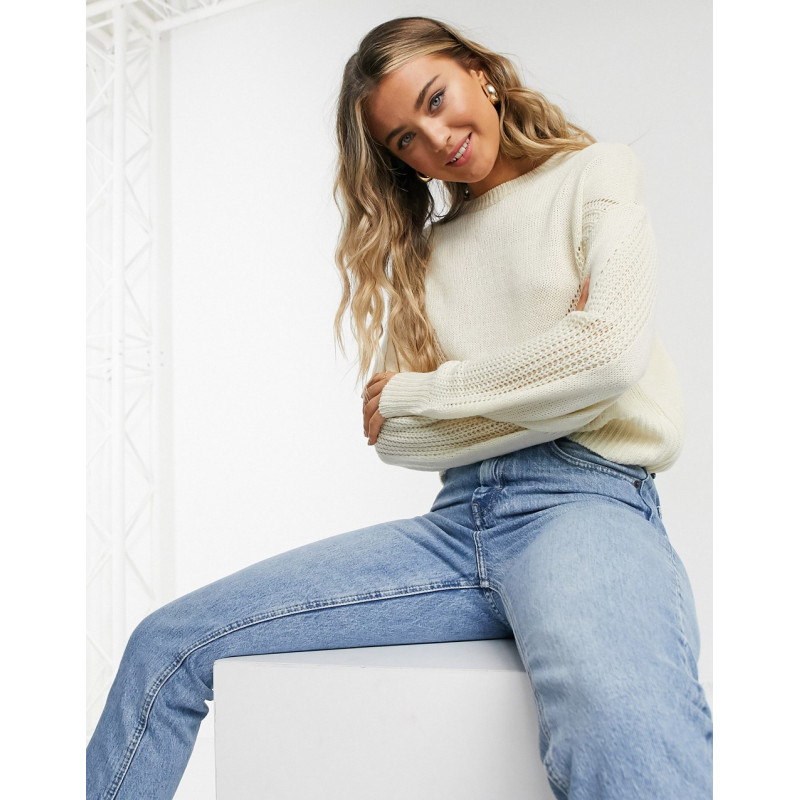 JDY cable knit jumper in cream