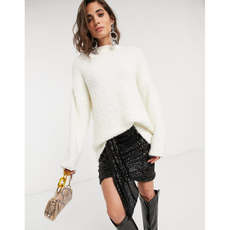Topshop boucle jumper in ivory
