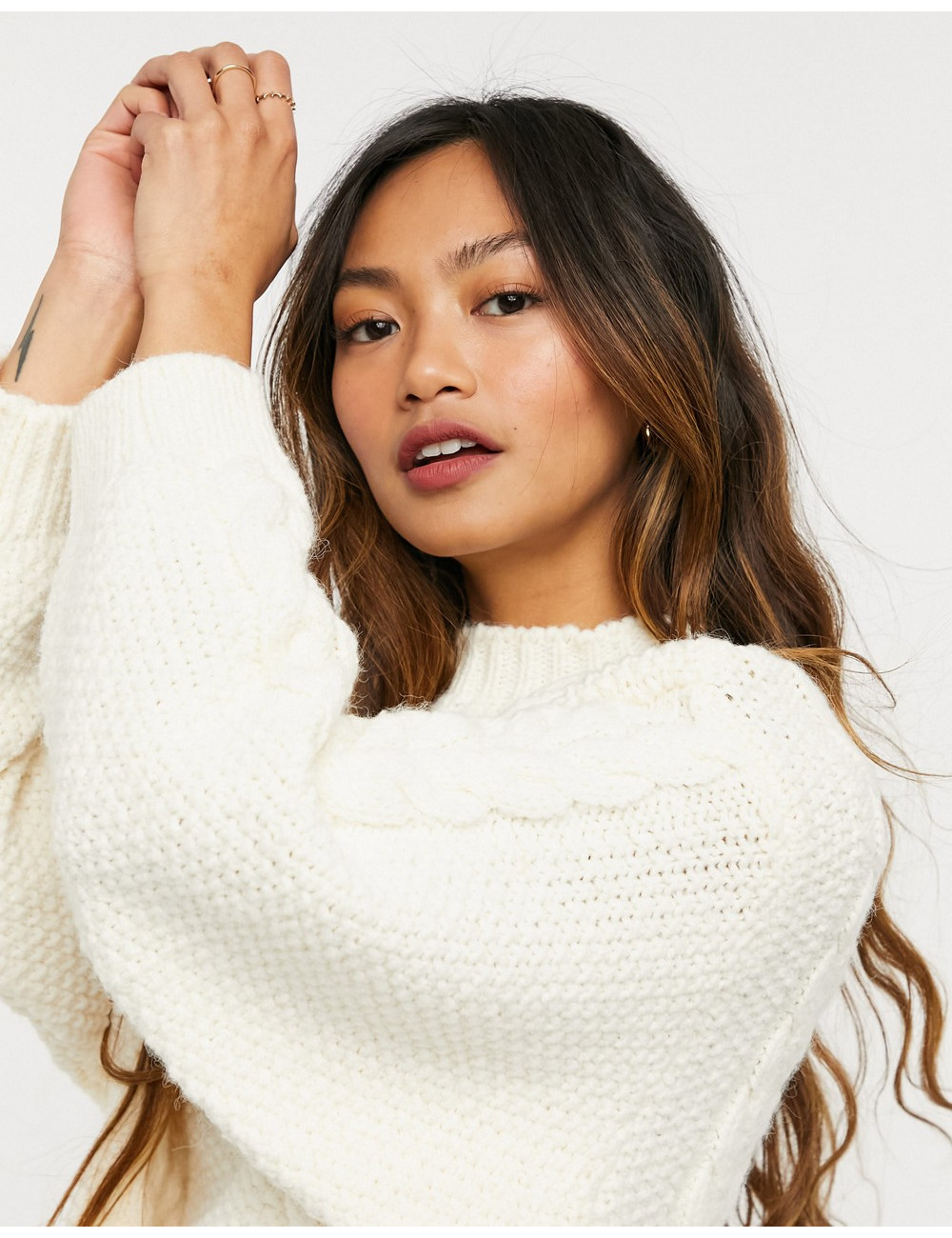 Mango cable knit jumper in...