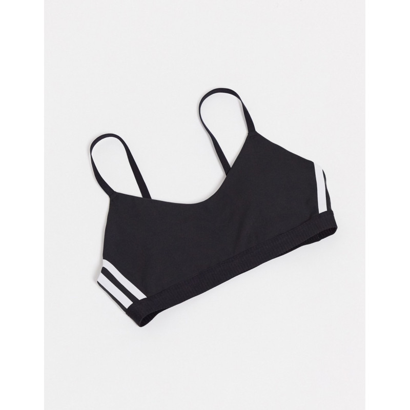 adidas Training all me 3 stripe light support sports bra in white