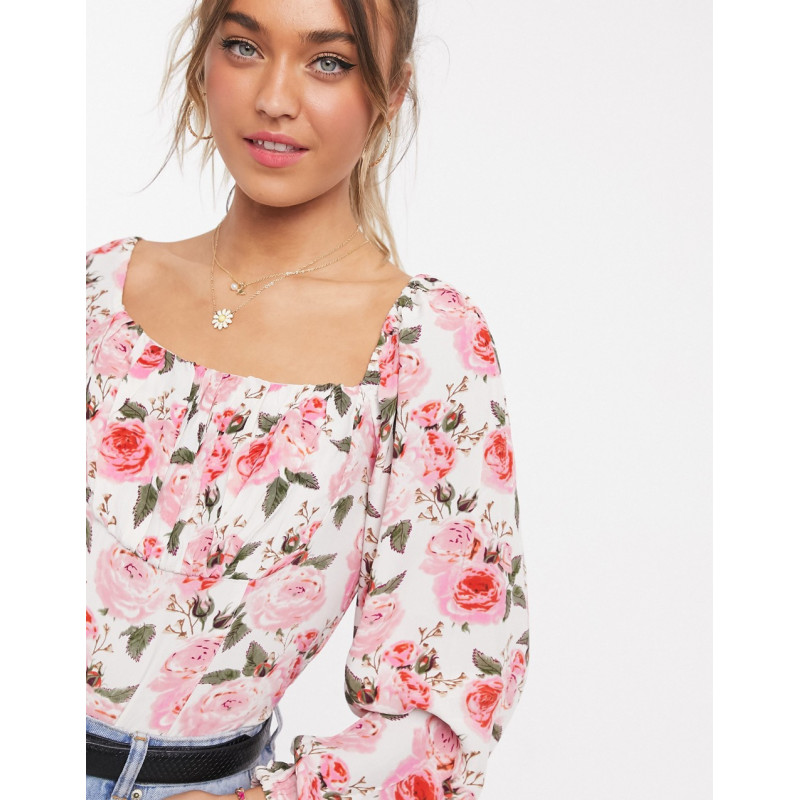 ASOS DESIGN floral top with...