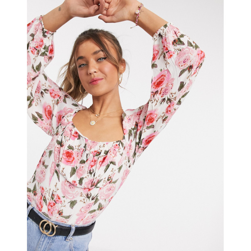 ASOS DESIGN floral top with...