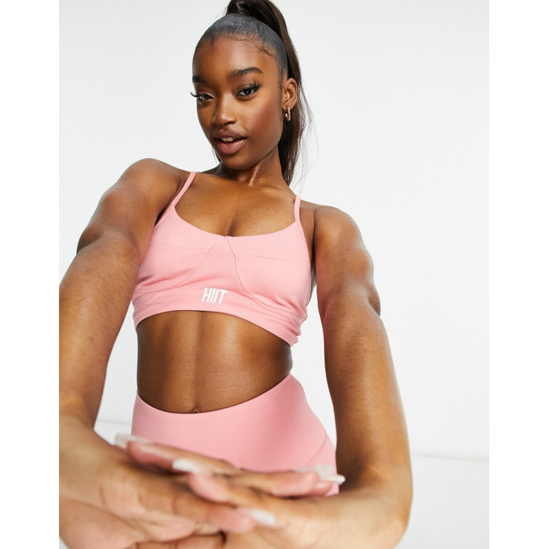 HIIT peached lace up bra in...