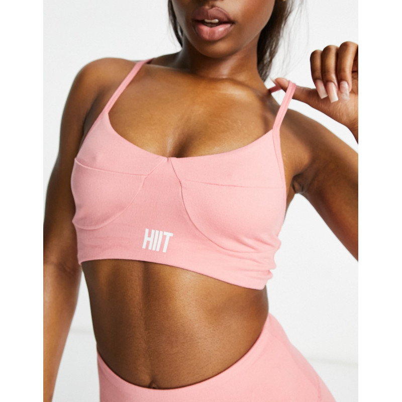 HIIT peached lace up bra in...