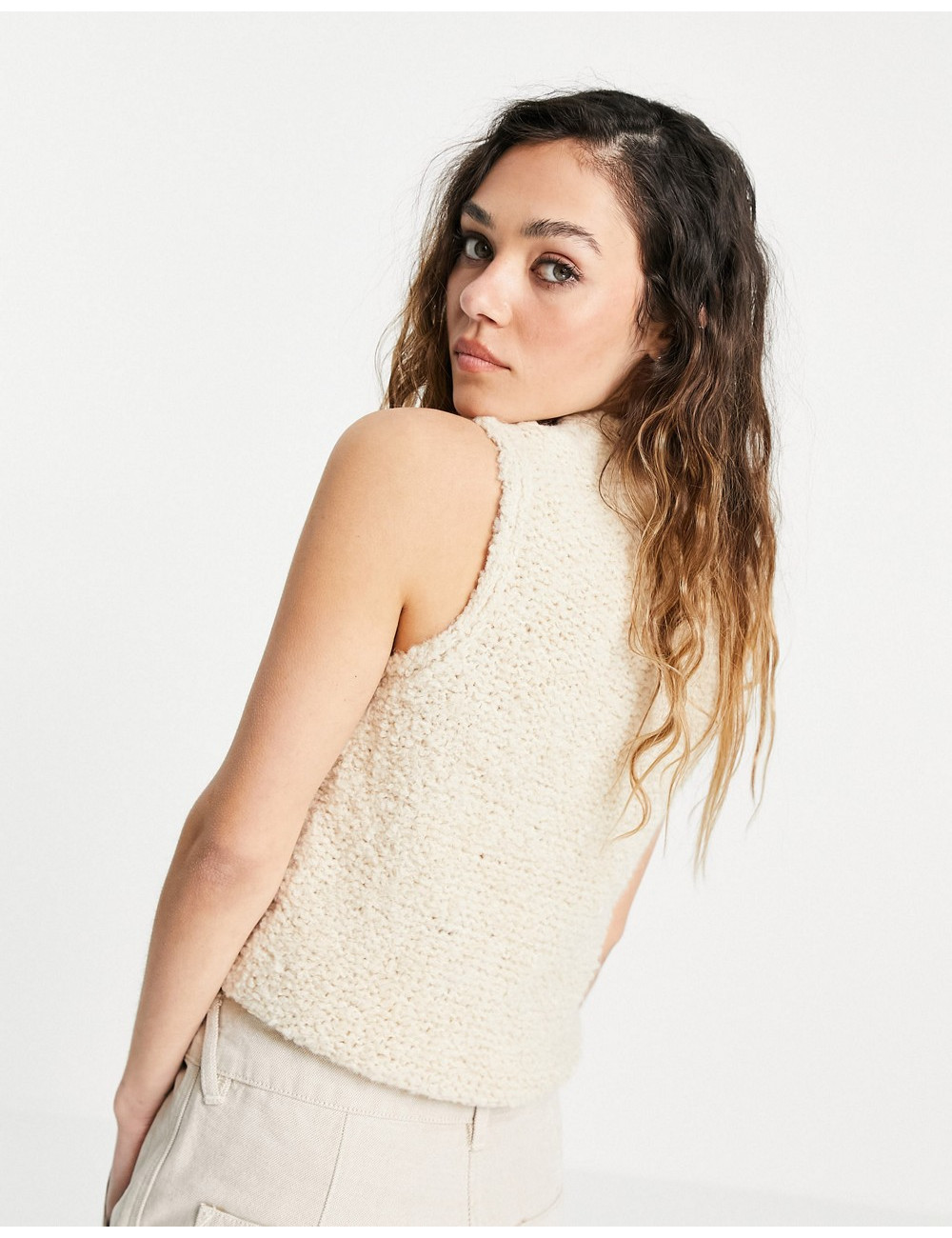 Topshop knitted boucle vest...